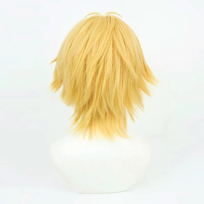 1 sztuka żółta, krótka, potargana peruka do cosplayu Chainsaw Man w stylu anime