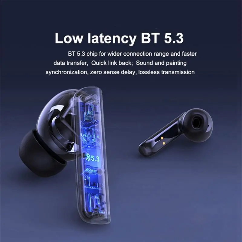 M85K ANC Wireless Bluetooth Earphone Noise Cancelling Bluetooth Headphone Double Wheat ENC HD Call Earbuds Mode,Black