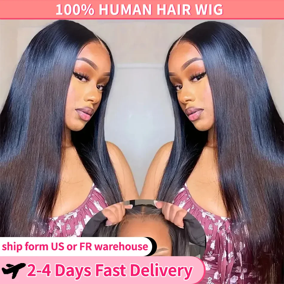 Glueless Wigs Ready Wear Straight 180% 6x4 Lace Closure Wigs 30 32 34 Inch Human Hair Pre Cut 5x5 Transparent Lace Wig MYLOCKME