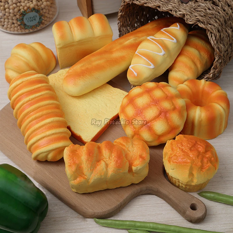 Artificial Simulation Bread Fake Food Model French Baguette Toast Cake Bakery Kids Play Kitchen Toys Set Boy Girl Pretend Baker