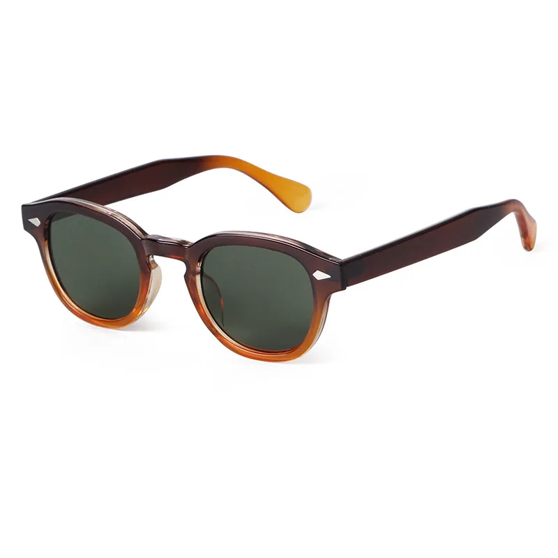 JNPCXI Vintage Runde Sonnenbrille Frauen Männer Retro Niet Blau Farbverlauf Weibliche Sonnenbrille UV400