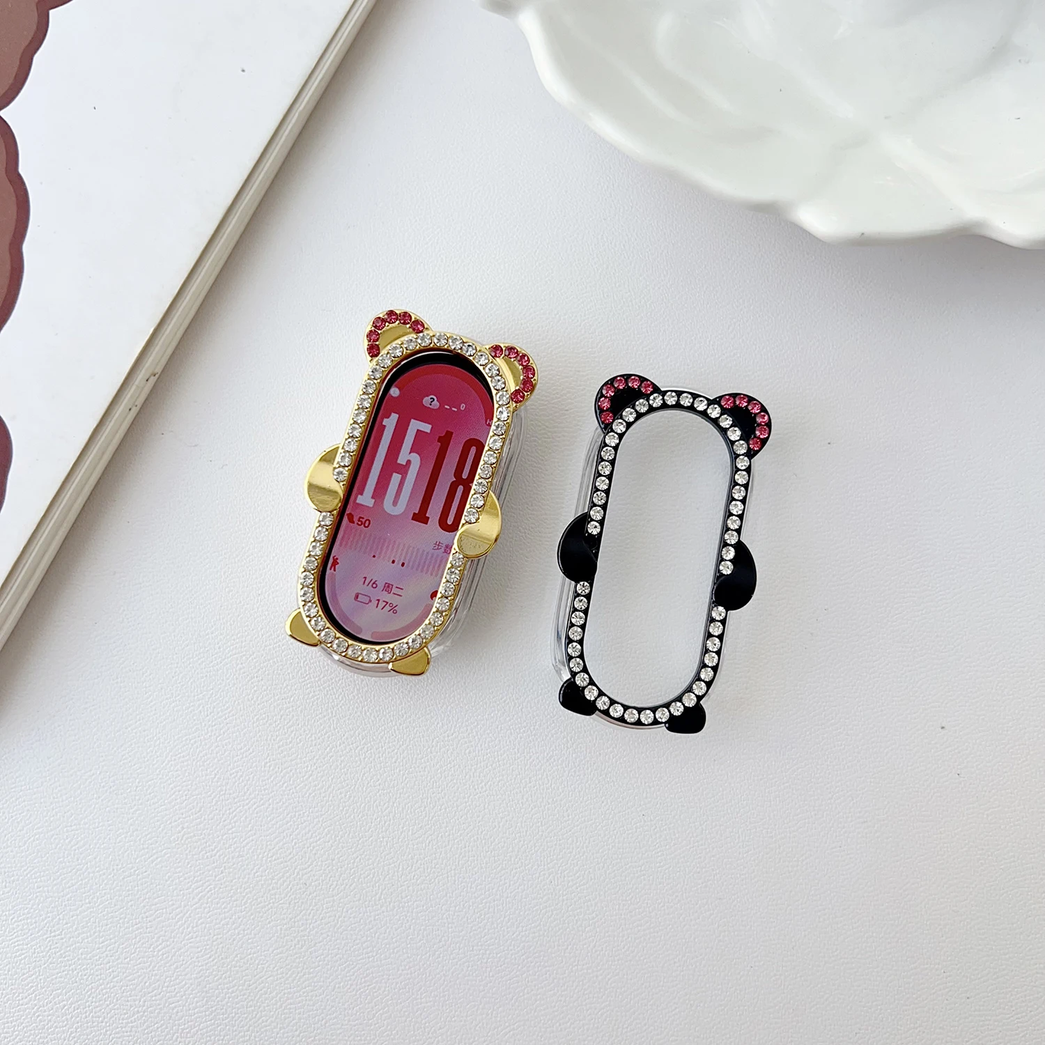 Cute and playful diamond studded case suitable for Xiaomi Band 8  9  10 girls' gift versatile case