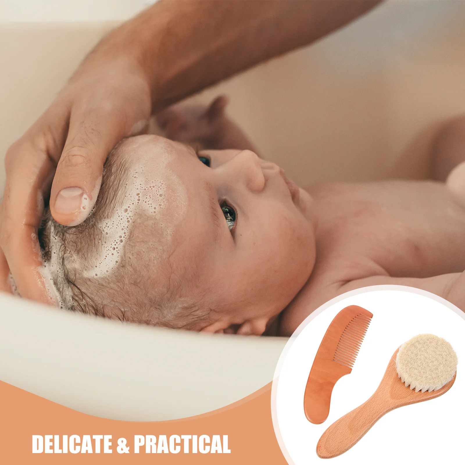 

1Set Brush Comb Set Newborn Delicate Scalp Massage Scalp Detangling Styling Baby Bath Scrubber