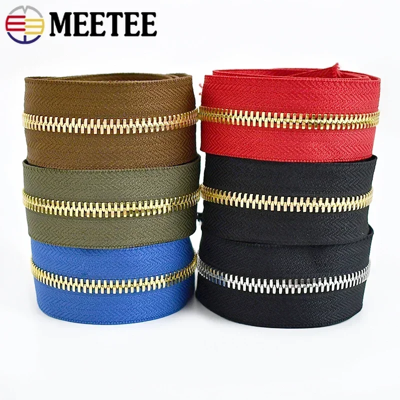 1Yard Meetee 5# Metal Zippers High Quality Tooth Double Pull Open-end Zips for Bags Garment Zip Repair Kit Sewing Accessories