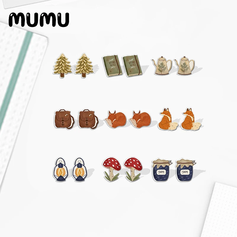 2020 New Woodland Exploration Acrylic Stud Earring Fox Jam Mushroom Earrings Resin Epoxy Jewelry Gifts Fans