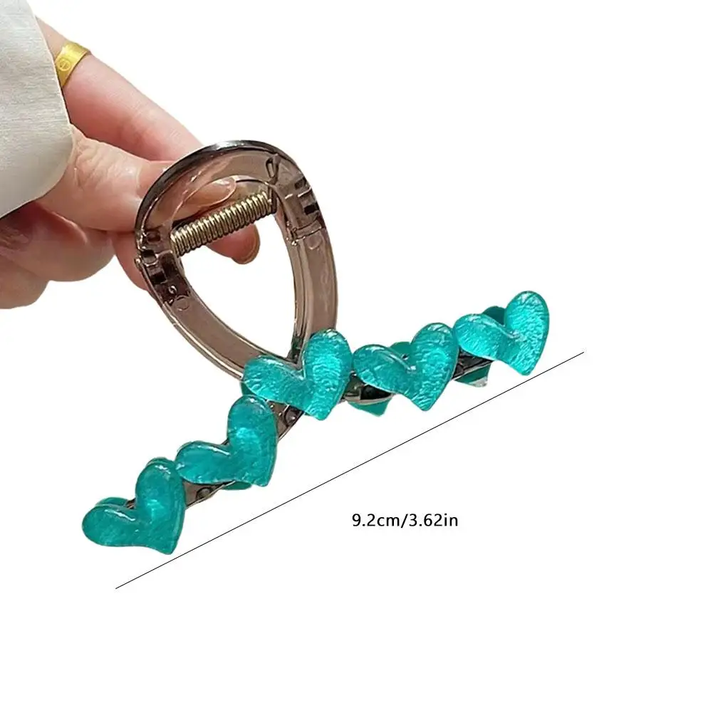 여성용 한국 스위트 반투명 하트 헤어 클로, 우아한 2024, 새로운 머리띠, 패션 상어 클립, 머리핀, 헤어 액세서리