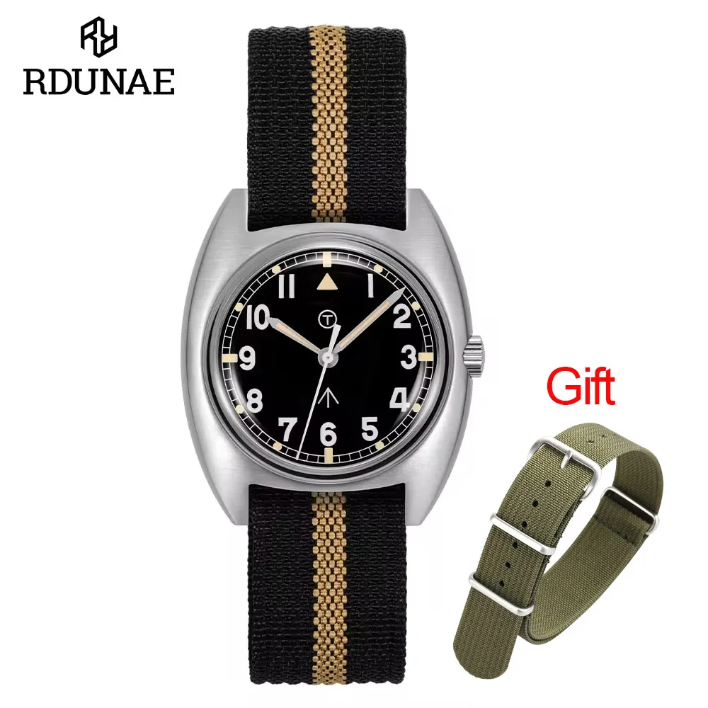 RDUNAE RA02 G10 Retro Military Watch 316L Stainless Steel K1 Mineral Glass Luminous Personality Sports Quartz Men Pilot Watch