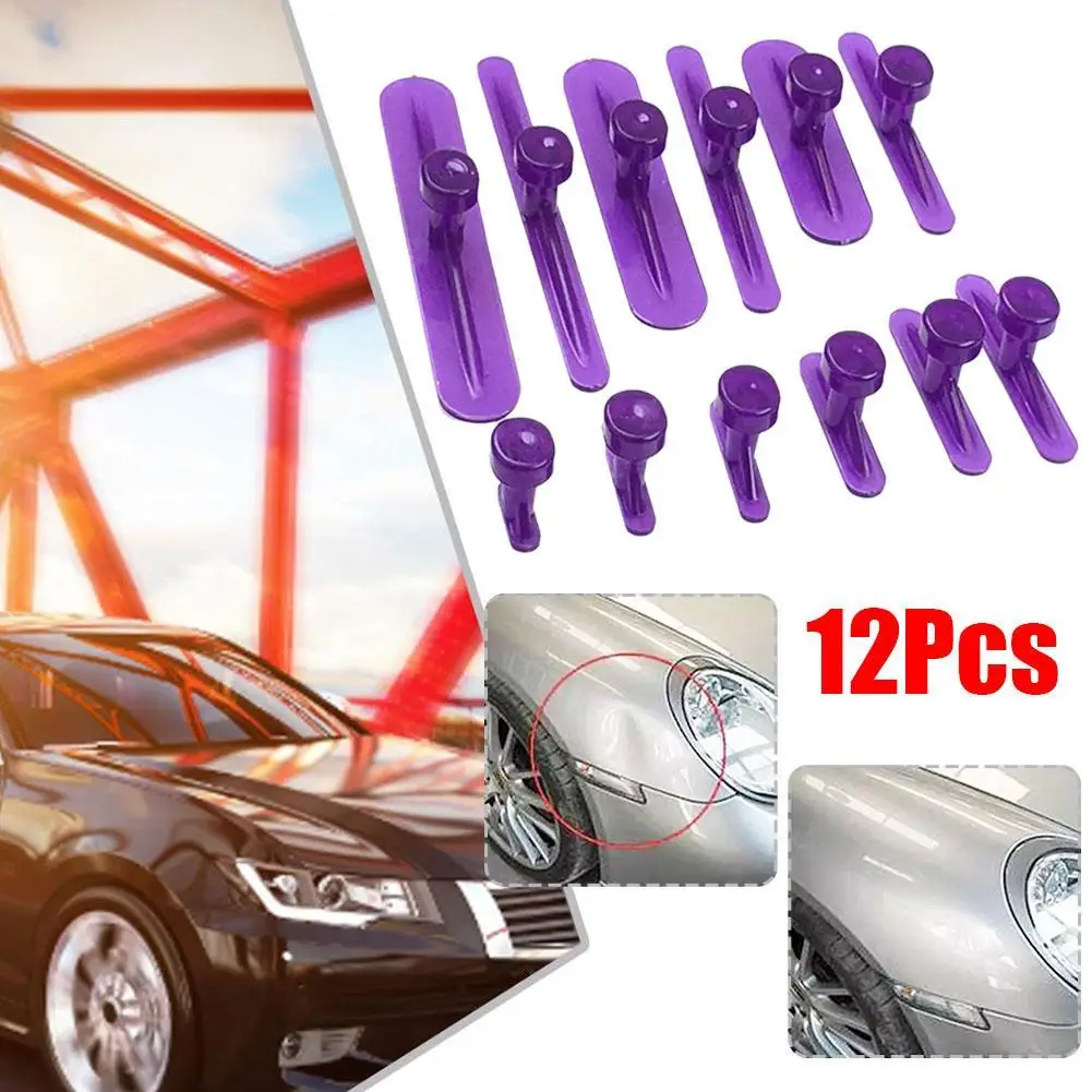 

12Pcs Professional Glue Pulling Tabs Sheet Metal Hail Pit Remover Glue Tabs Dent Removal Tools Paintless Dent Removal