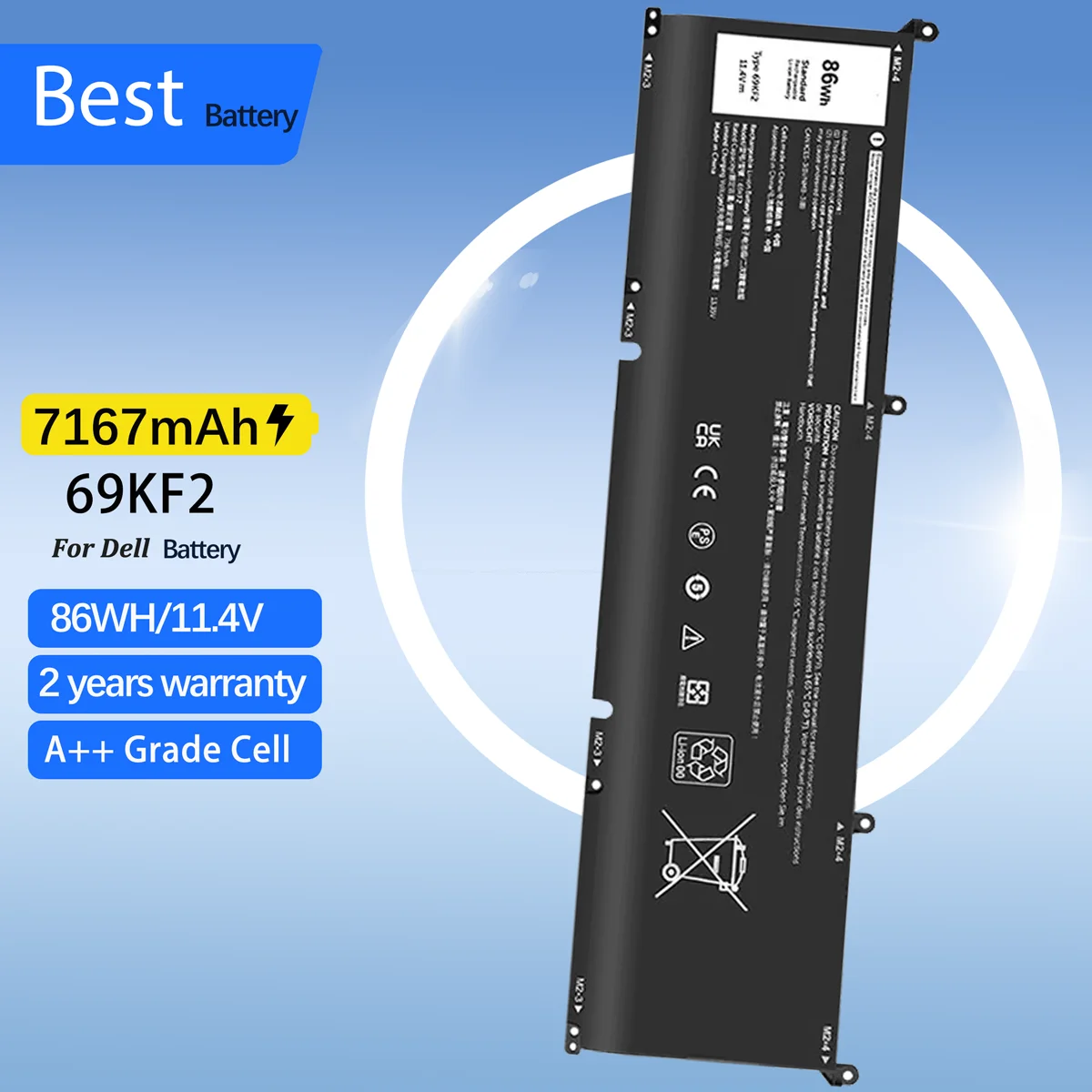 NEW 69KF2 Battery for DELL XPS 15 9500 9510 9520 9530 Precision 5550 5560 G15 5510 5511 5520 5515 5521 G7 15 7500 P91F P87F 86WH