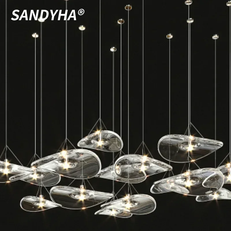 

SANDYHA Modern Luxury Design Pendnat Light Glass Led Lamp for Living Room Dining Bedroom Salon Home Decor Chandeliers Lamparas