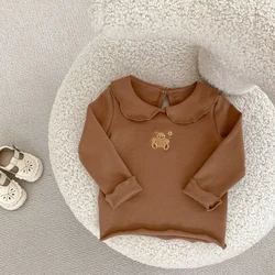 New autumn baby clothing, 0-2 year old girls, doll neck long sleeved base shirt, versatile long sleeved T-shirt top