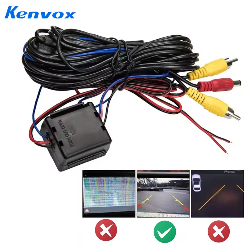 Câmera de Ré para Carro com Fios de Vídeo e Energia, Relé Estabilizado, Capacitor e Filtro LMZ para Carros VW AUDI BMW Cadillac 2982