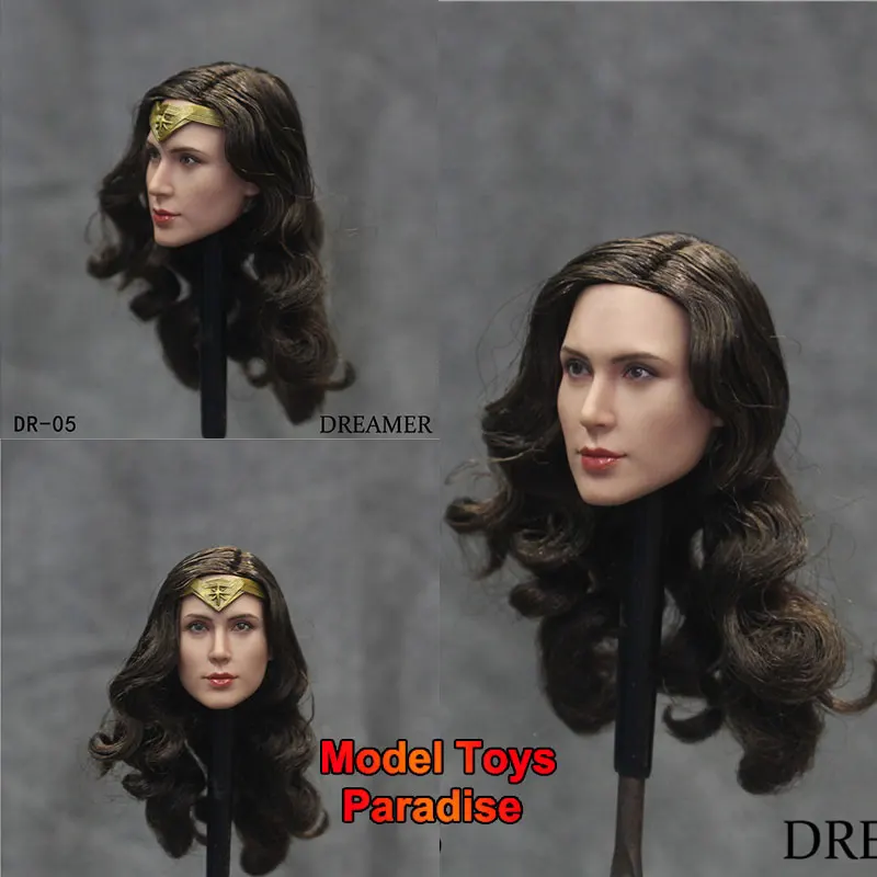 DR-005 1/6 Woman Soldier Wonder Beauty Head Sculpt Long Curly Hair Transplant Head Carving Fit 12inch Action Figure Body