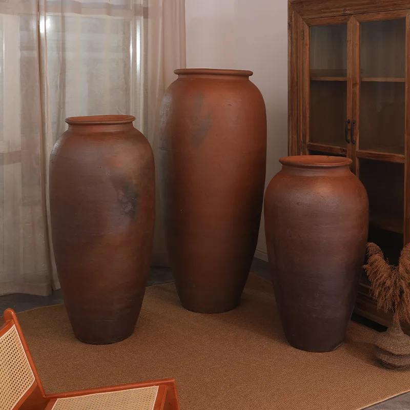 Lobby vase combination display large jars outdoor landscape clay pots