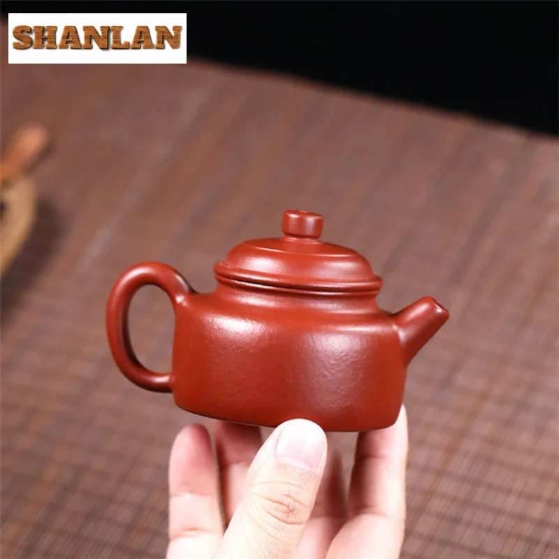 110ml Classic Yixing Purple Clay Teapot Handmade Sketch Dezhong Pot Raw Ore Dahongpao Mud Tea Brewing Kettle Zisha Tea Set Tea