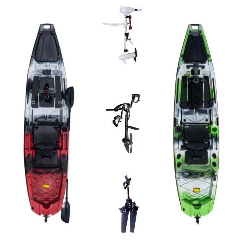 2025New Trend 12FT Three Power Fishing Kayak Motor Kayak Pedal Kayak for Sea Fishing