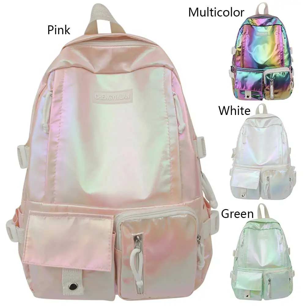 Women Laser Backpack Multi-Pocket Laptop Backpack Large Capacity Nylon Backpack for Middle High School Students