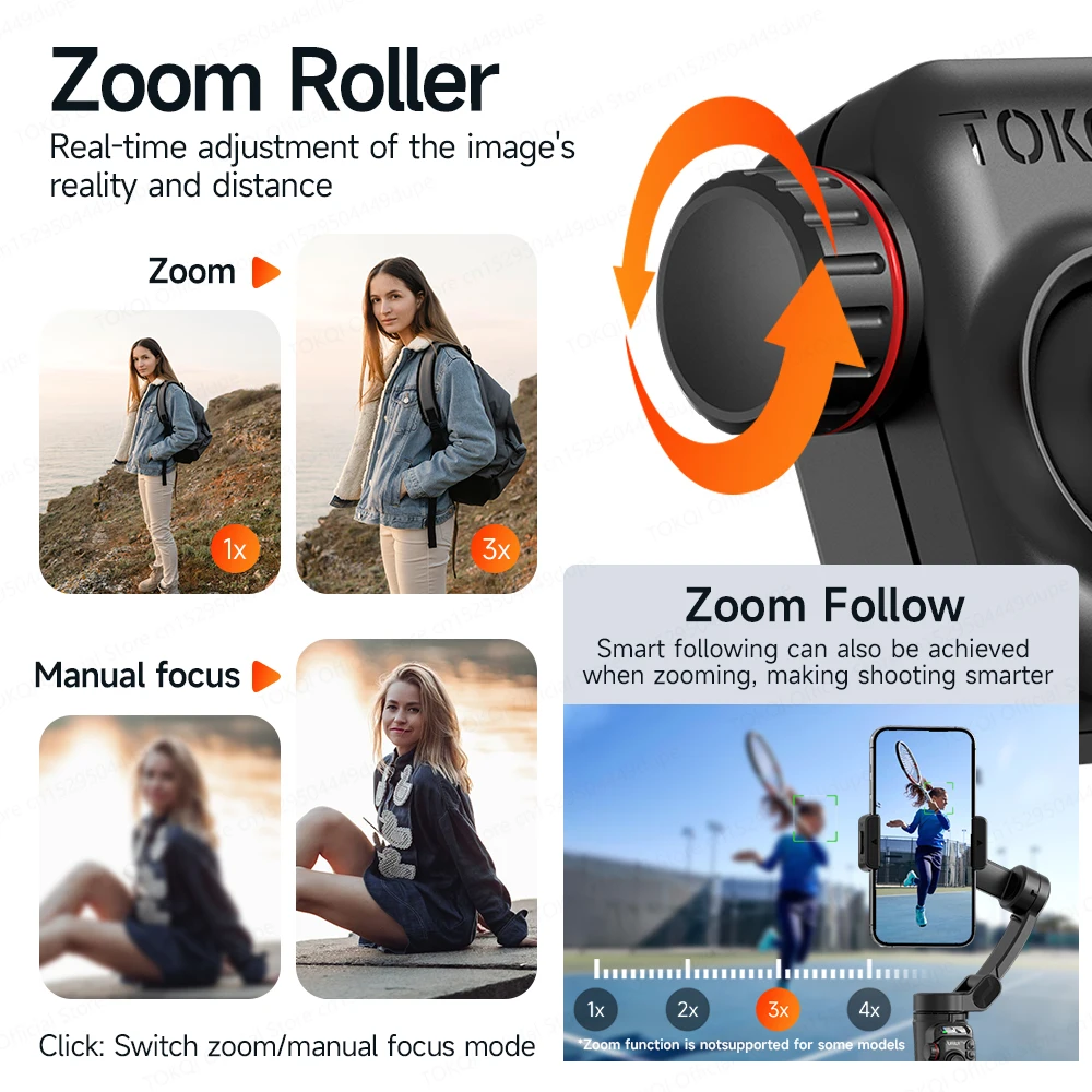 TOKQI M05 يده Gimbal 3-Axis مثبت الهاتف المحمول المدمج في قضيب تليسكوبي مع جهاز تحكم عن بعد لاسلكي للهواتف اطلاق النار مدونة فيديو