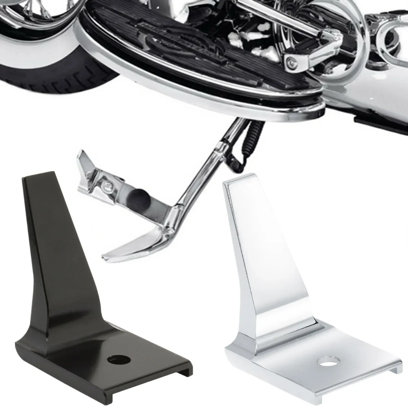 Motorcycle Side Stand Foot Enlarger Plate Extender Kickstand Support For Harley Softail Fatboy Deluxe FLSTFBS FLSTN FLSTF 07-17