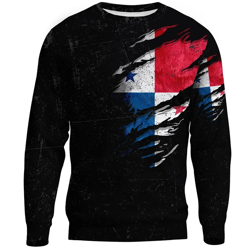 بنما العلم شعار نمط رجل بلوزات الخريف تصميم جديد عادية كم طويل الرجال النساء البلوز Crewneck رياضة القمم رياضية