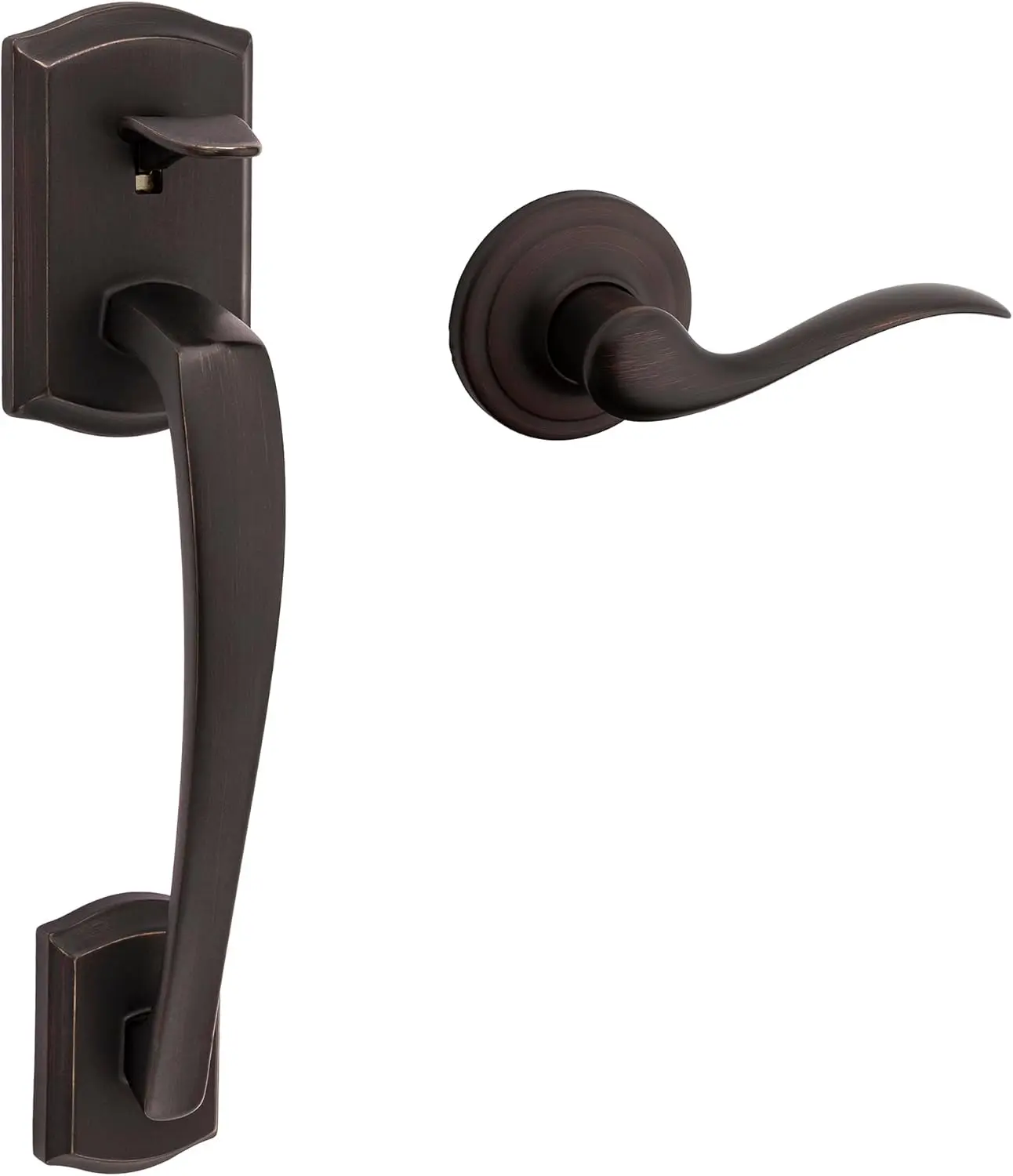 

Front Door Handle Set with Microban Protection, Non-Locking Venetian Bronze Entry Handleset for Standard Doors