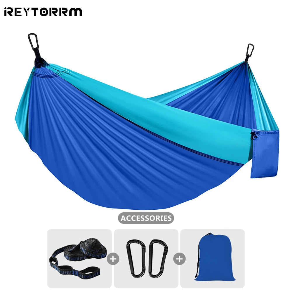 260x140cm Lightweight Double Person Camping Hammock for Outdoor Beach Backpacking Travel Hiking Portable Parachute Nylon Hammock