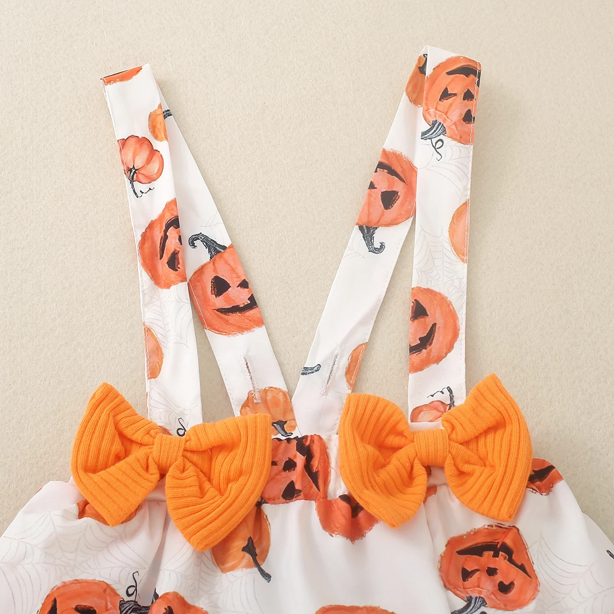 3PC jesienna dziewczynka Halloween rękaw z rozporkiem jednokolorowa trójkątna bluza z kapturem z długim rękawem + dyniowa sukienka wiązana na szyi +