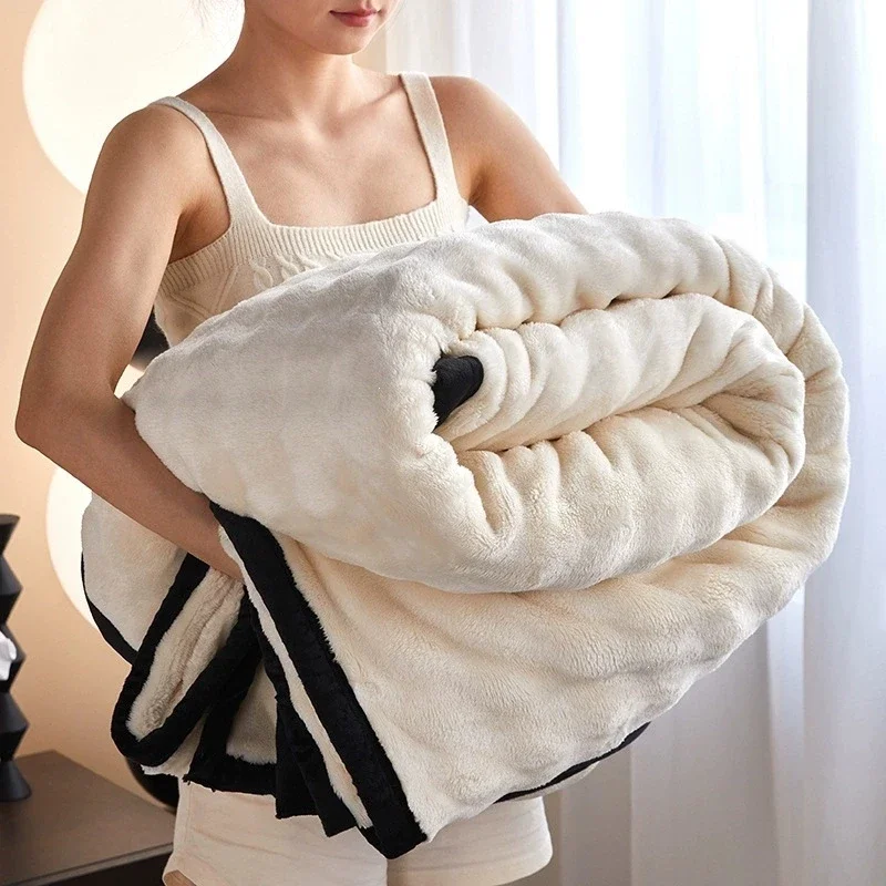 Soft Bubble Fleece Rabbit Fur Blanket Plush Throw for Sofa Bed 180x200 200x230cm Warm Cozy Home Decor For Autumn Winter