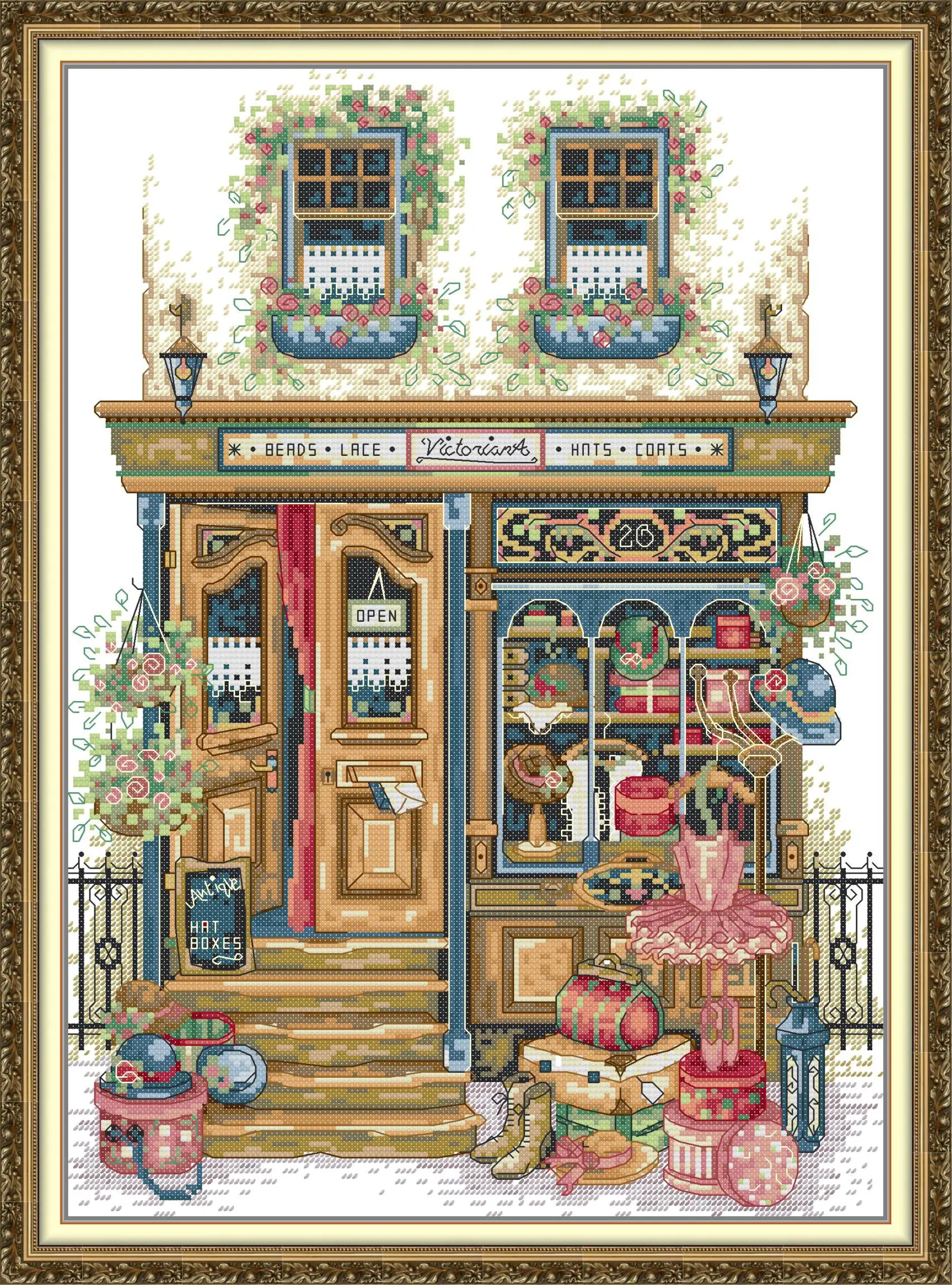 Joy Sunday-Pre-printed Cross Stitch Kit, DIY Easy Pattern, Aida 14, 11CT Stamped Fabric Embroidery Set, Clothing Store