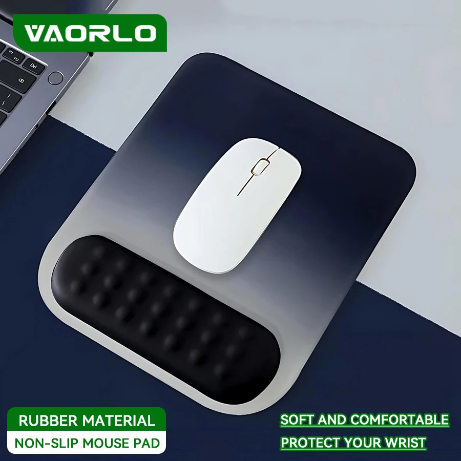 

Коврик для мыши градиентного цвета с подставкой под запястье, опорной накладкой и нескользящей силиконовой основой для компьютерных офисных/игровых ковриков для мыши. Подкладка под запястье из пены с эффектом памяти.