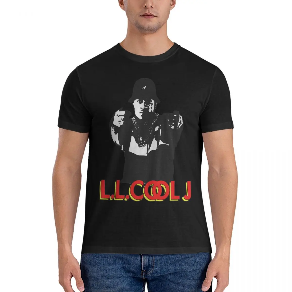 The Posture Of A Singer With Personality T-Shirts for Men LL Cool J Casual 100% Cotton Tee Shirt Round Neck Short Sleeve T Shirt