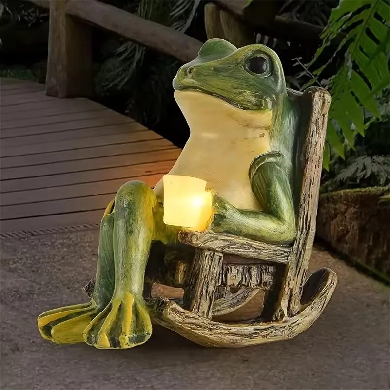 

Solar Powered Mini Frog Garden Statue Frog Solar Light Outdoor Frog Resin Lamp Waterproof Outdoor Lights For Garden Courtyards