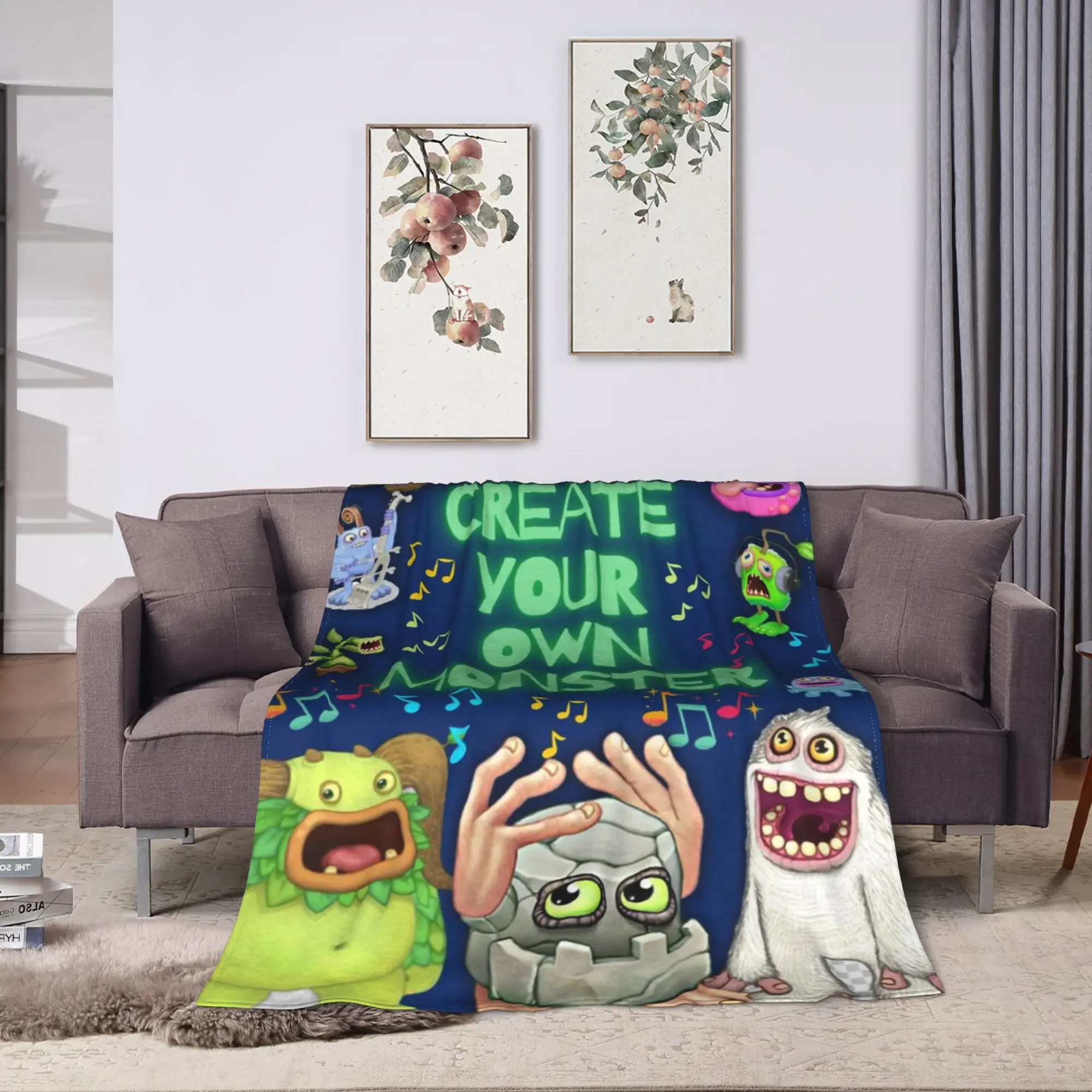 My Singing Monsters  Blanket Quality Super Soft  Throw Blanket Spring Travel Office Couch Bed Graphic Bedspread
