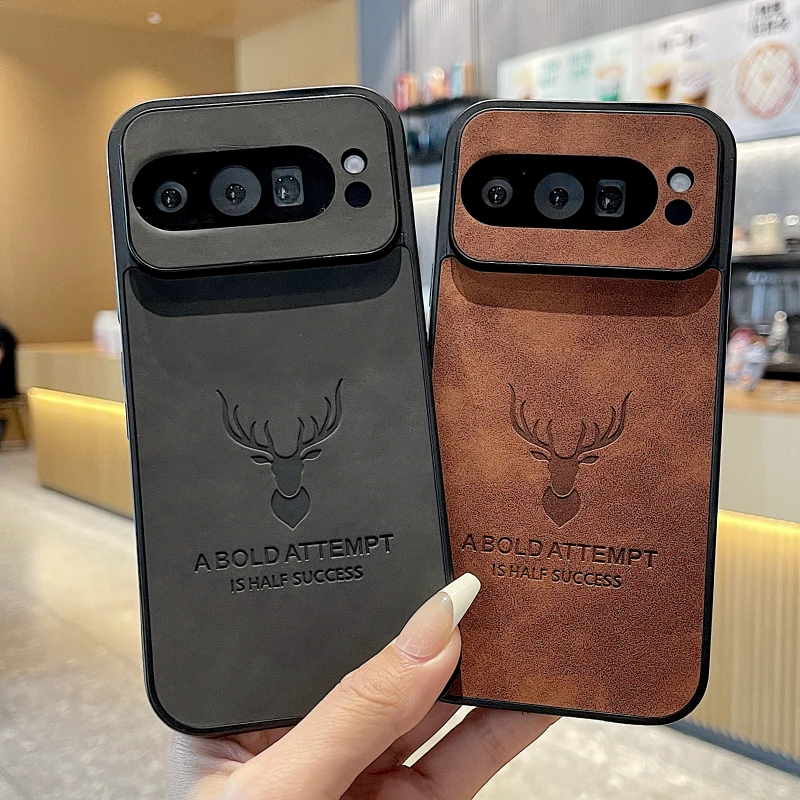 Embossing Deer Phone Case For iPhone Google Pixel 9 8A 8 7 7A  9 Pro XL Cover PU Leather All-round Shockproof Phone Cover