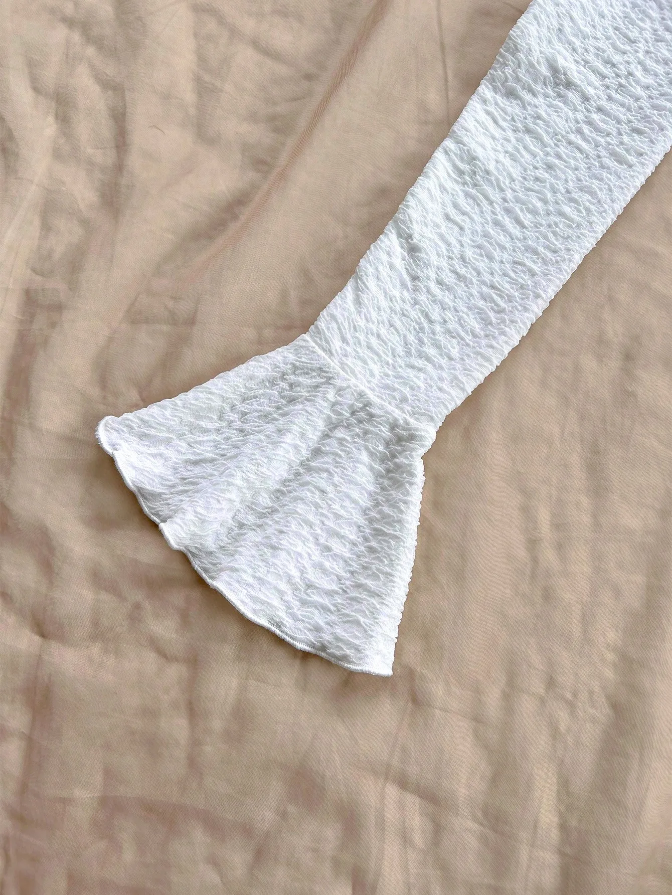 Spring and Summer Europe and the United States Style Pure Horn Long Sleeve Hollow Knit Smock Pleats Irregular Lazy Dress