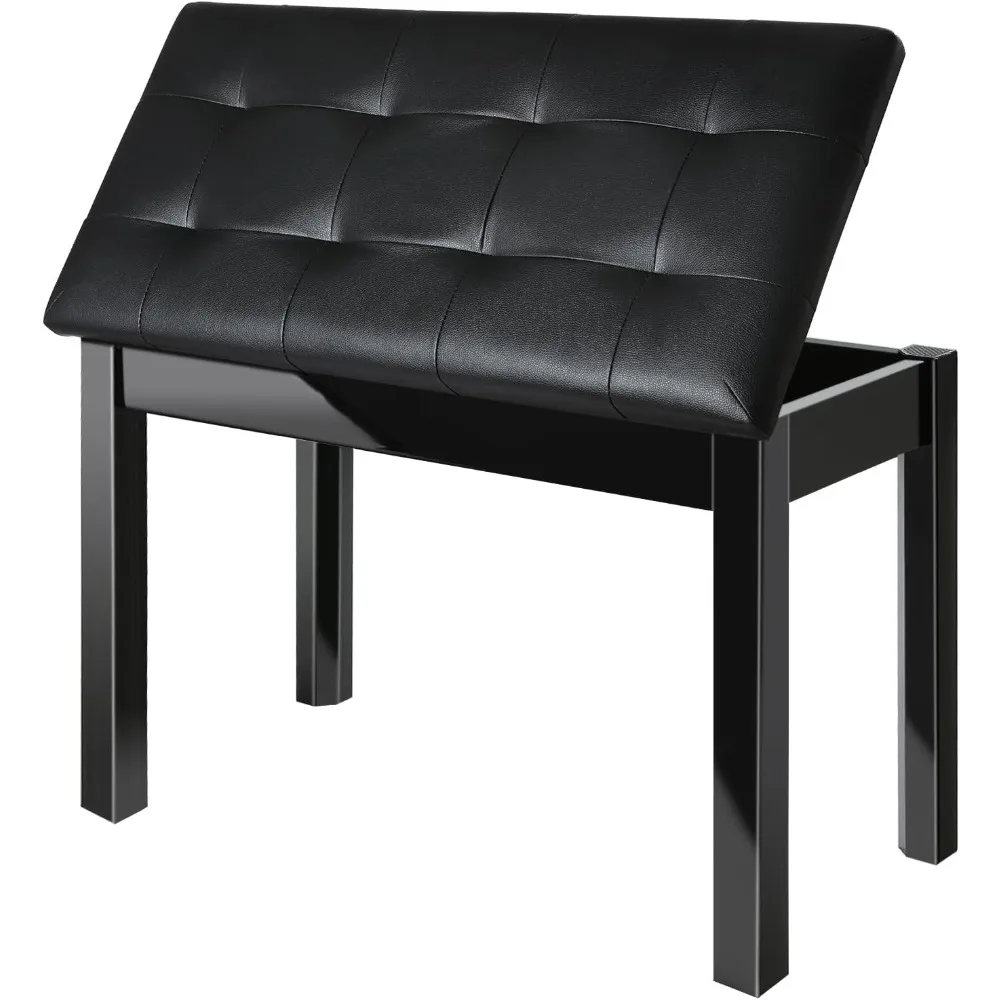 

US Shipping Wooden Duet Piano Bench with Padded Seat Storage for Music Books