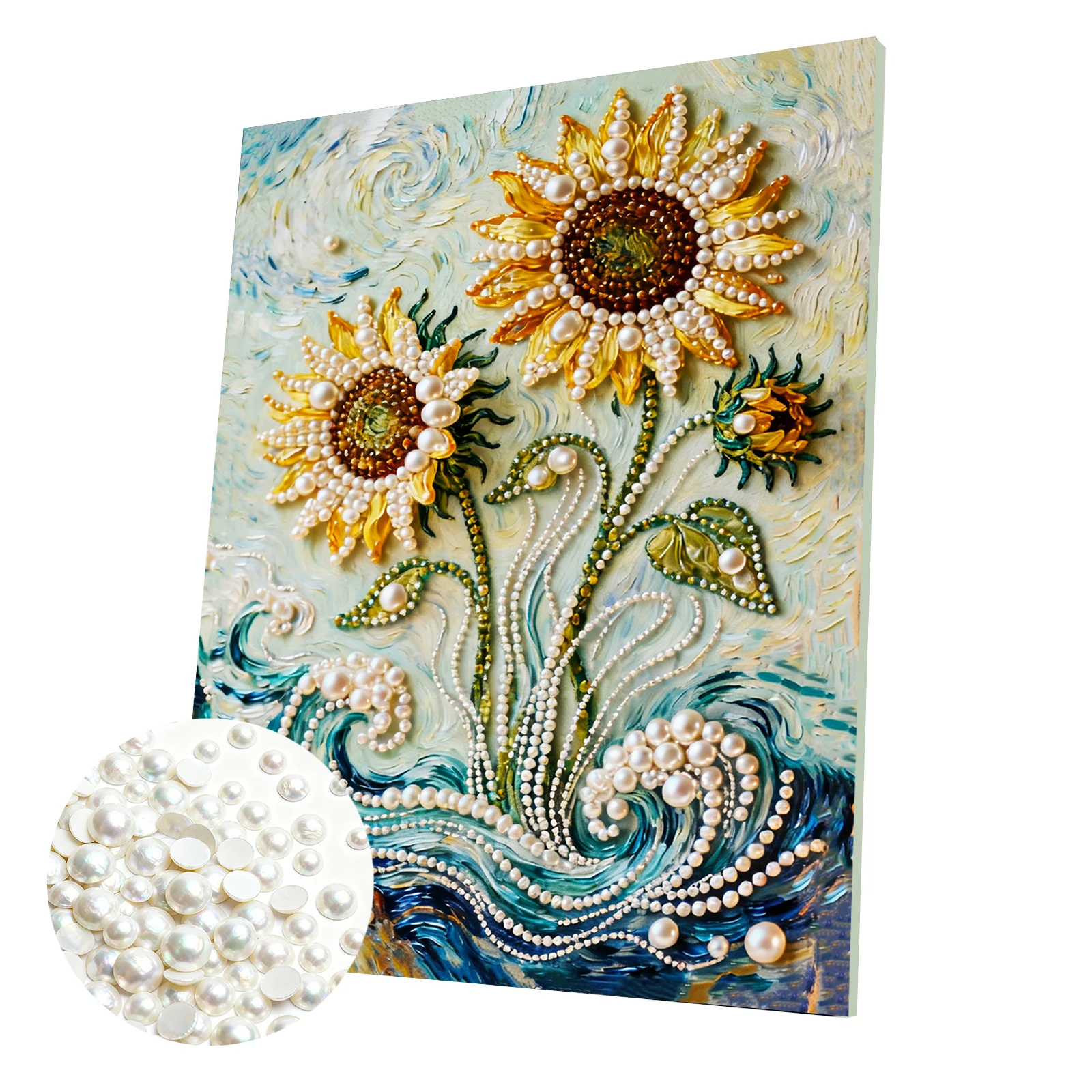 

Набор для рисования жемчужными бусинами «Подсолнухи» для взрослых, декор для дома, 40x50 см, с рамкой