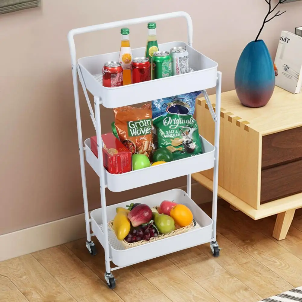 

3 Tiers Trolley Rack Kitchen Floor Bedroom Snacks Mobile Bathroom Bedroom Storage Storage Rack Fruit Vegetable Storage Basket