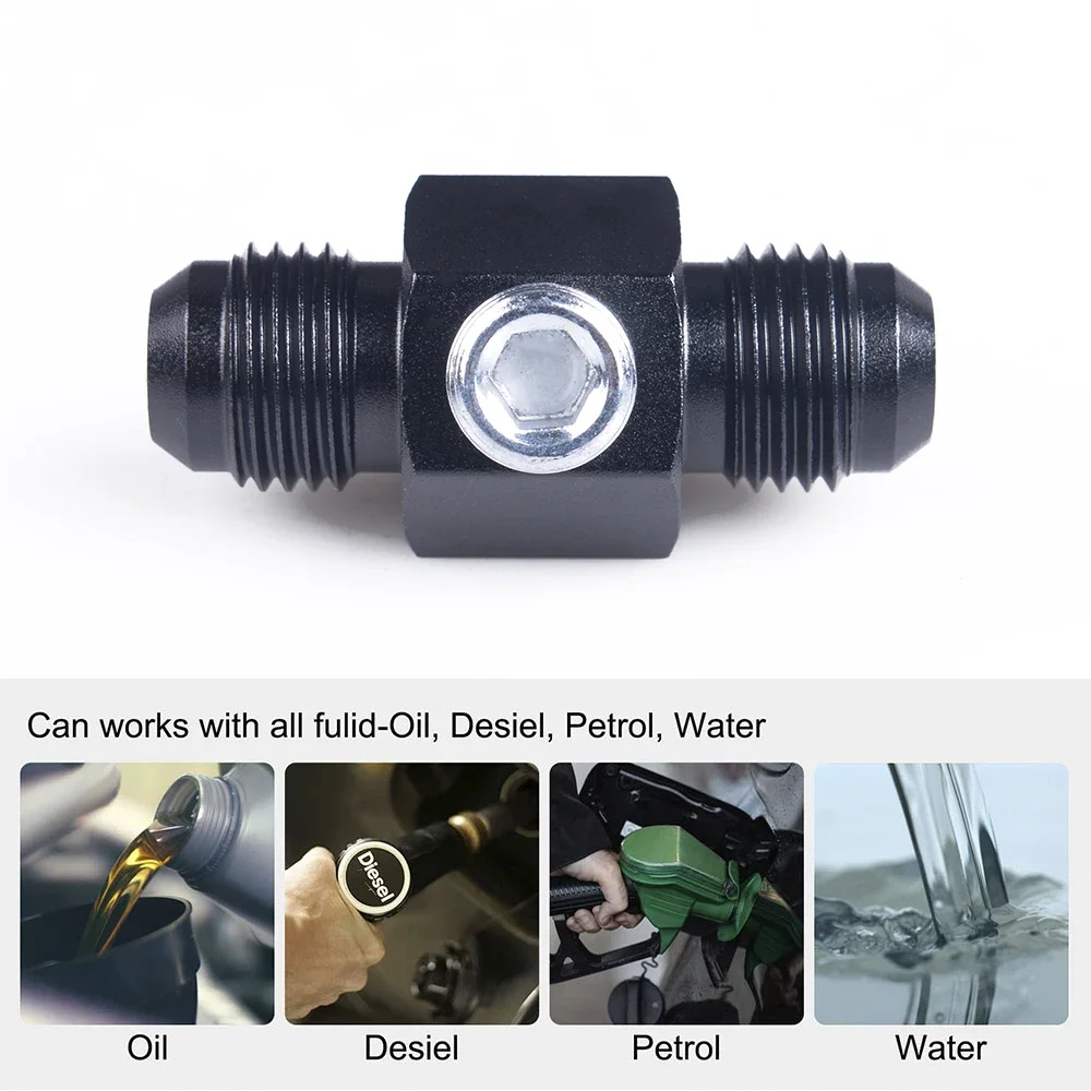 Hose Fitting Straight An6 8 10 with 1/8 NPT Gauge Port Male to Male Adapter Flared Union Aluminum AN6 AN8 AN10