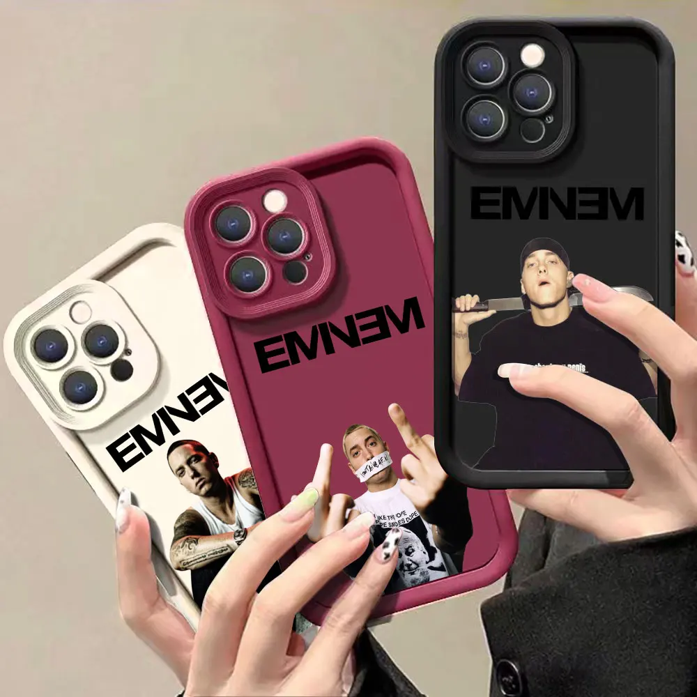 Liquid Silicone Case For Apple iPhone 15 14 13 12 11 Pro Max 7 8 16 X XS 14 15ProMax Phone Case Hop Rapper Eminem Singer Cover