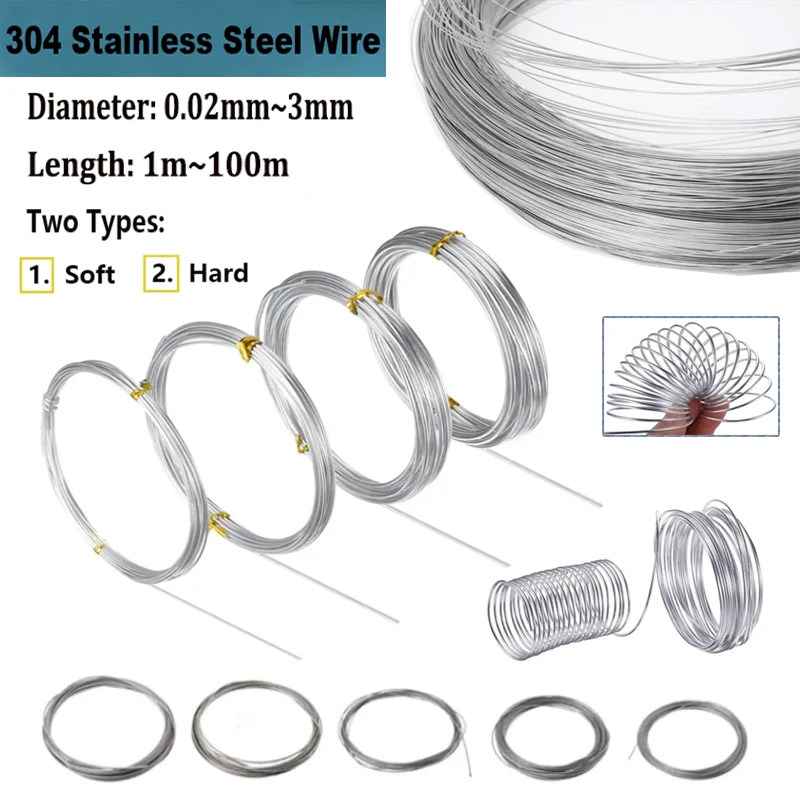 100M~1M Stainless Steel Soft Wire/hard Steel Wire Diameter 0.02mm~3.0mm  Stainless Steel Wire Single Bright