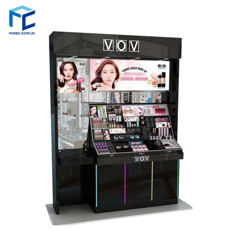 

2025customized.Professional Makeup Show Cosmetic Shop Counter Design In Acrylic Cosmetic Display Stands