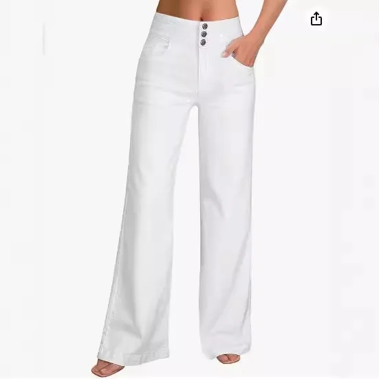 Women's Wide-Leg Jeans Casual High-Waisted Stretch Loose and Loose Jeans Look Thin