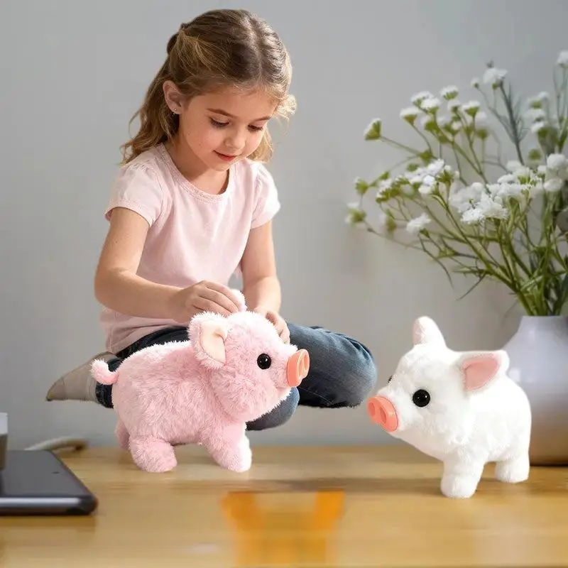 لعبة خنازير كهربائية مقلدة من القطيفة الواقعية يمكن المشي على النباح ألعاب الحيوانات الأليفة الإلكترونية هدايا لطيفة للأطفال