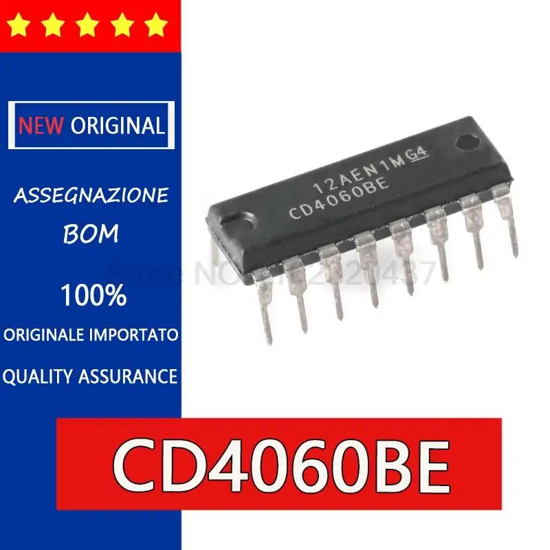 5PCS CD4060BE CD4060 14-level binary serial count  DIP16,Six inverting buffer/converter, logic