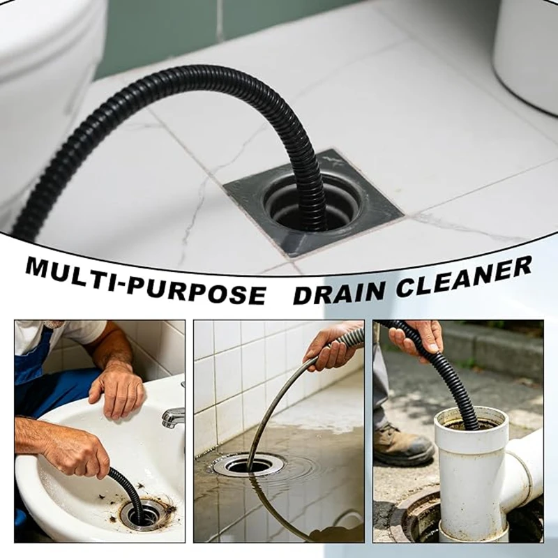 TINSOL Flex-Shaft Drain Auger Descaling Chain Rotary Cable Sewer Dredge Pipe Cleaner Clog Remover Tool for Kitchen Bathroom Sink