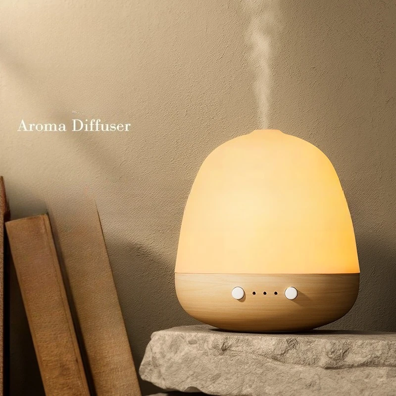 Aroma Diffuser 8-Hour Mist, Wooden Base Ceramic Shell Ultrasonic Humidifier for Home Office, Essential Oil Diffuser