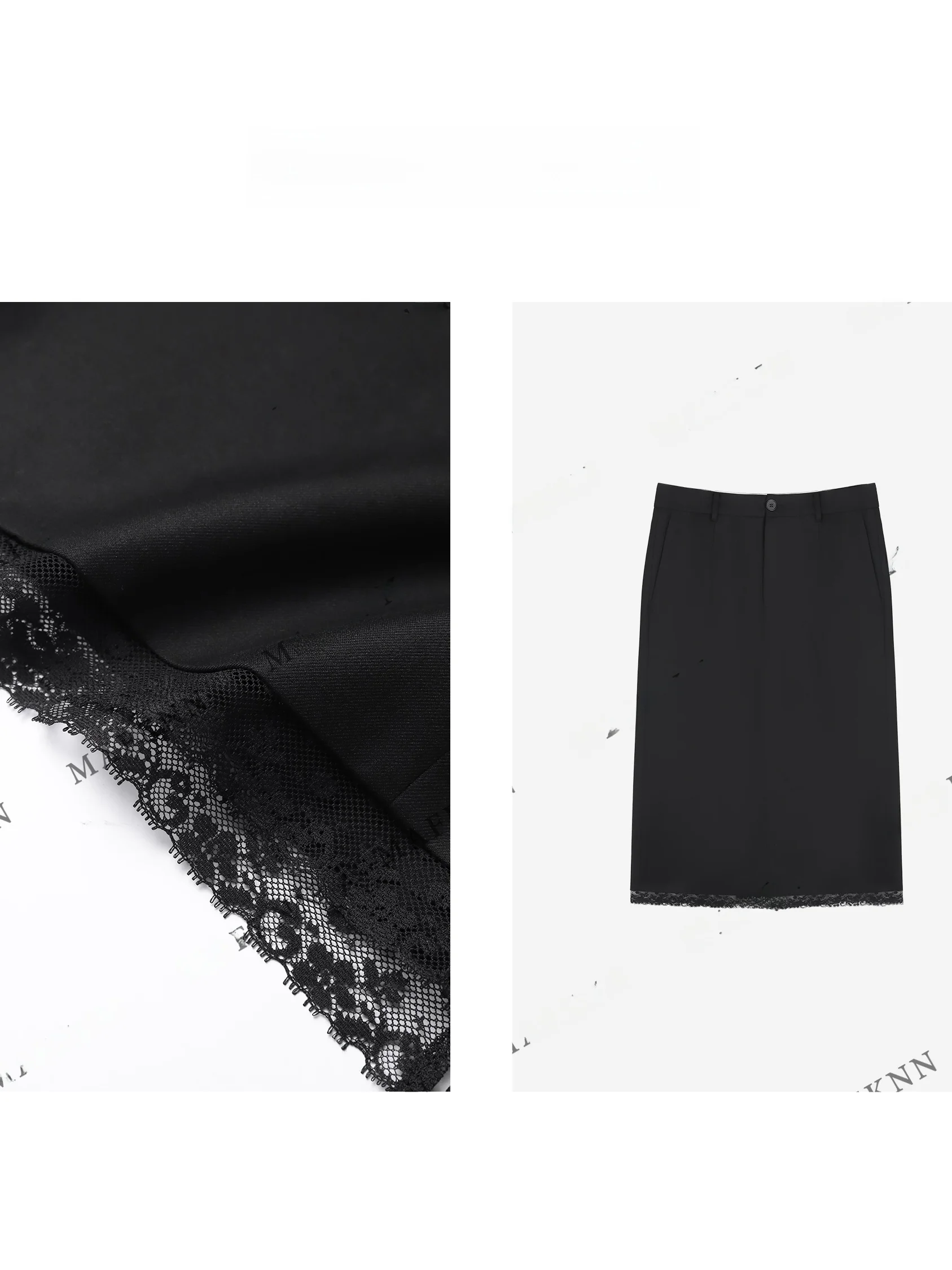 

Casual Pure Color Lace Hem Midi Skirt Ele Simple Design Versatile Bot f-length Skirt for Women mid Waist Loose Fit