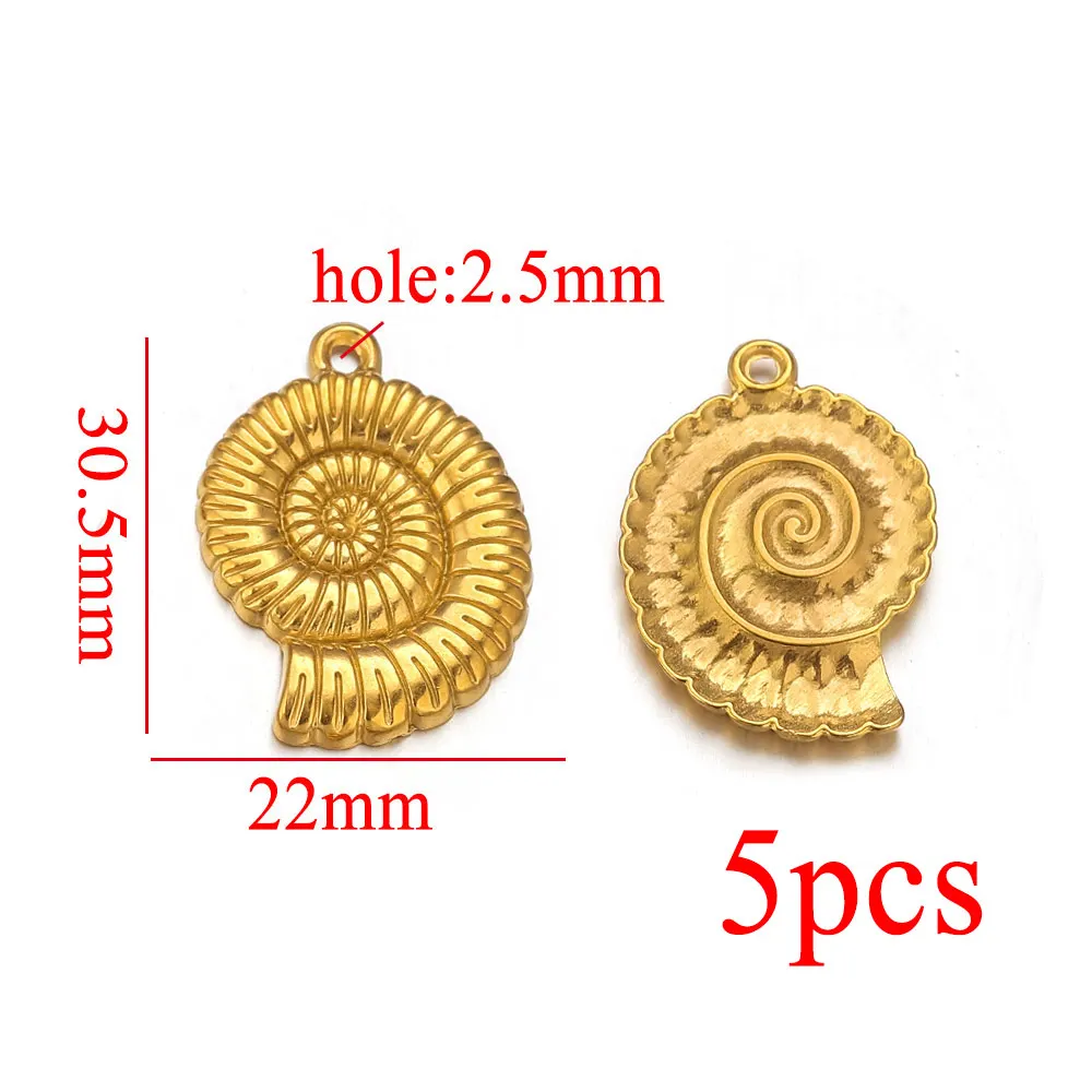 4/5pcs Stainless Steel Ocean Charm Conch Seahorse Starfish Gold-plated DIY Necklace Bracelet Jewelry Making Material Accessories image 3
