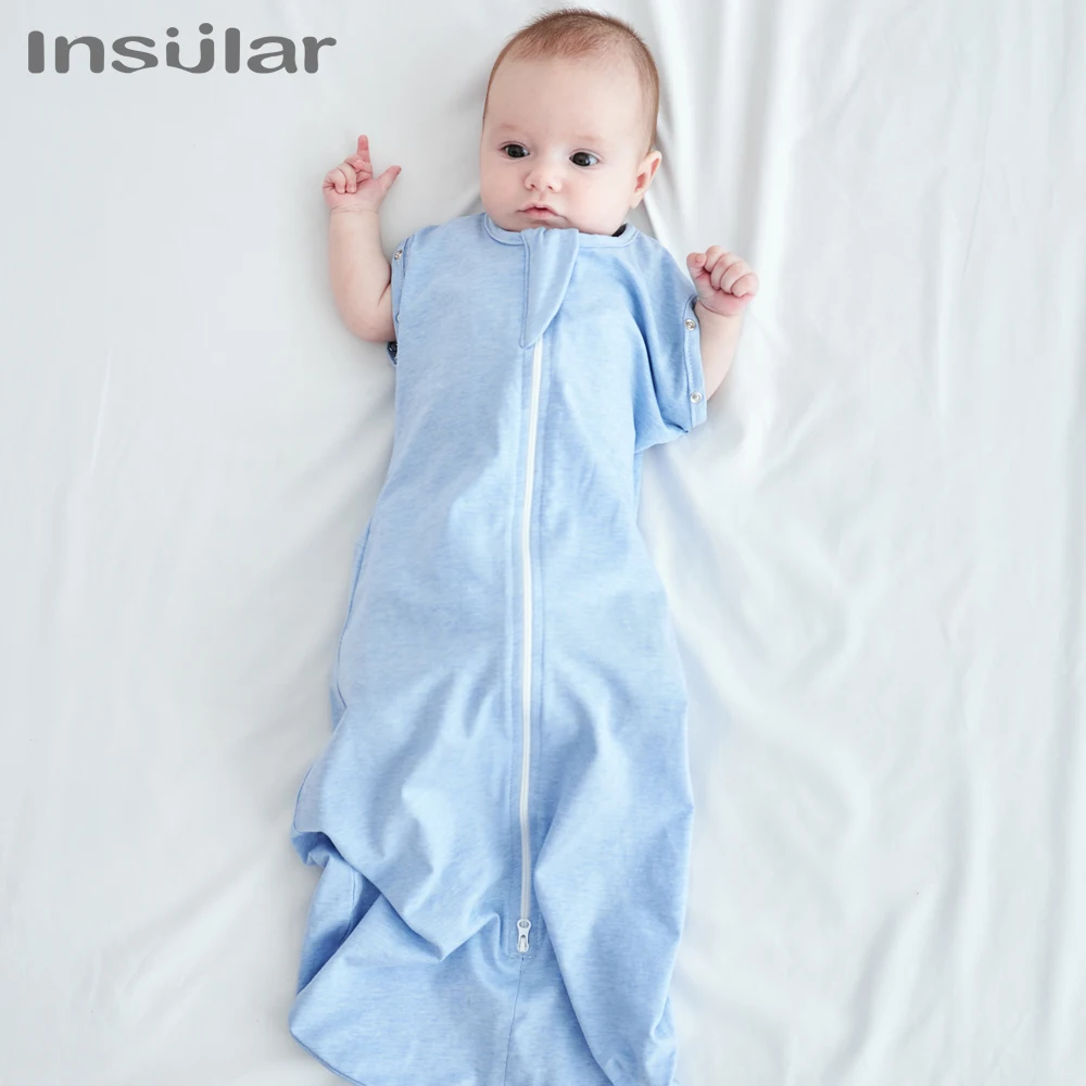 Newborn Baby Swaddle Sleeping Bag Raised Hand Anti-shock Swaddle Blanket Double Zipper Sleepsacks Newborn Baby Cotton Sleepwear